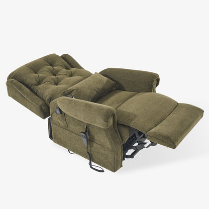 9199 Power Lift Recliner With Heat&Massage(Medium, Chenille Green)