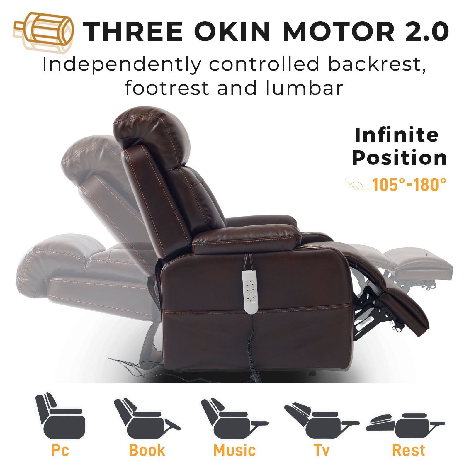 Lift Chair With Lumbar Support And Three Motor, Infinite Position