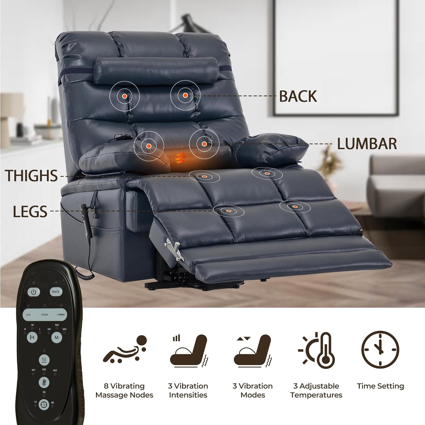 Recliners For Big And Tall Men 400-lb, Wide Saet and Heat & Massage